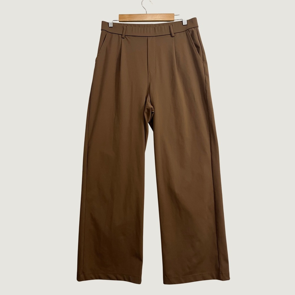 Halara Brown Wide Leg Pleated Dress Pants High Waisted Large Tall L Tall